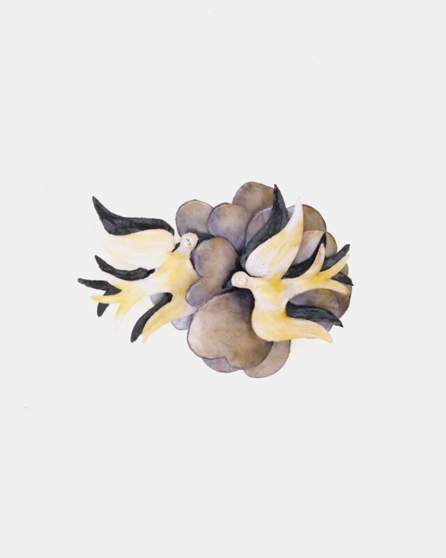 Ciléa Bijoux - Broche oiseau Cabourg - Grand – Orange