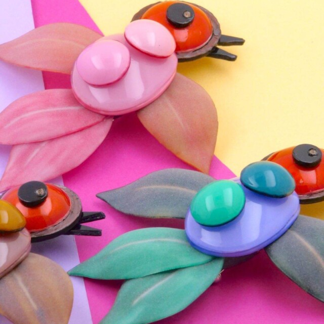 Ciléa Paris - Broche colibri Gaston – Corail