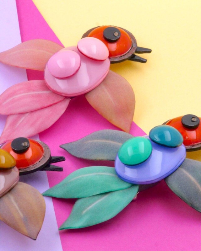 Ciléa Paris - Broche colibri Gaston – Corail