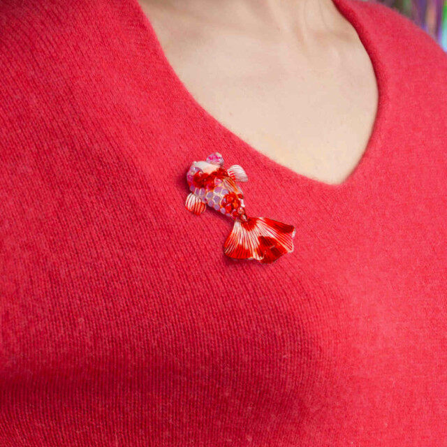 Ciléa Paris - Broche Koï Poisson – Turquoise clair