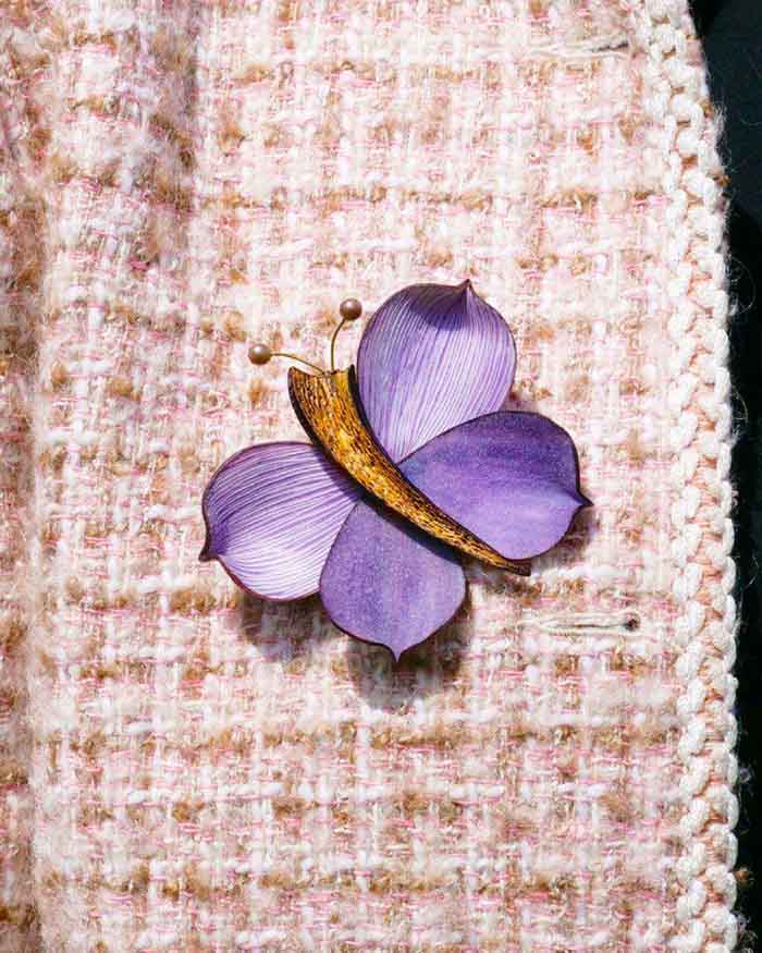 Ciléa Paris - Broche papillon Zora effet velours – Jade
