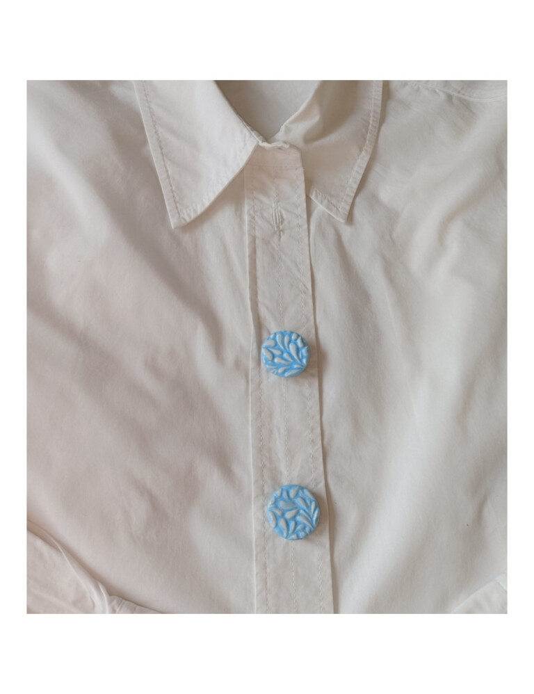 L’Atelier de Patricia - Cache bouton - motif floral – Bleu clair