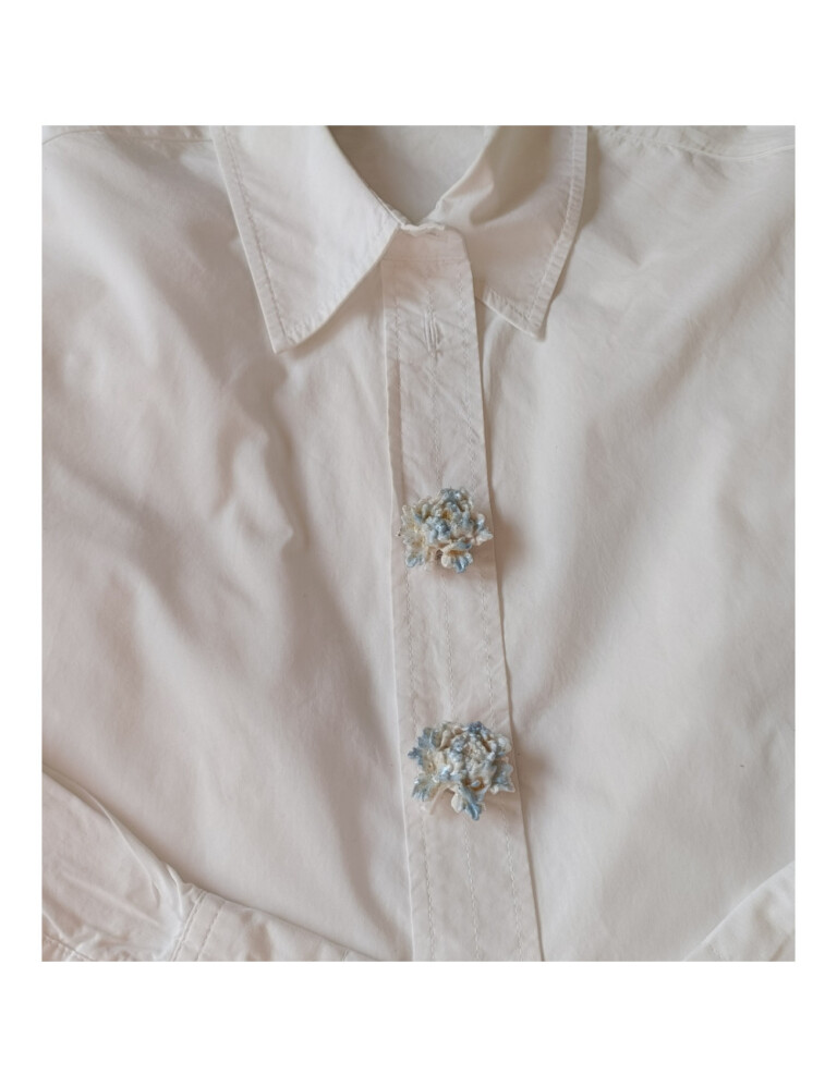 L’Atelier de Patricia - Cache Boutons -Pivoines Givrées Paillettes Dorées – Blanc