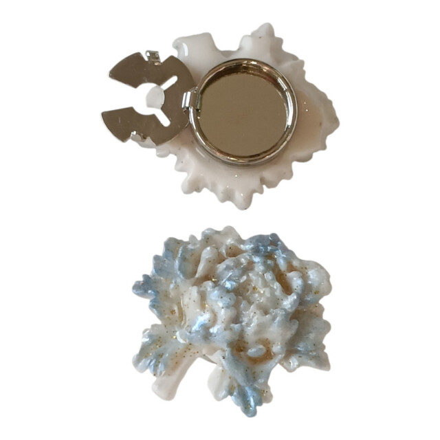 L’Atelier de Patricia - Cache Boutons -Pivoines Givrées Paillettes Dorées – Blanc