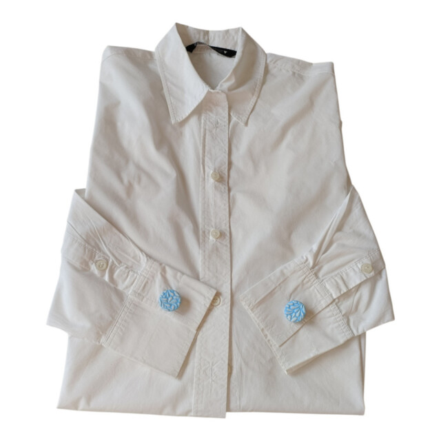 L’Atelier de Patricia - Cache bouton - motif floral – Bleu clair