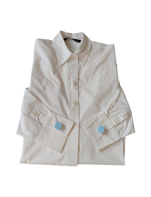 L’Atelier de Patricia - Cache bouton - motif floral – Bleu clair