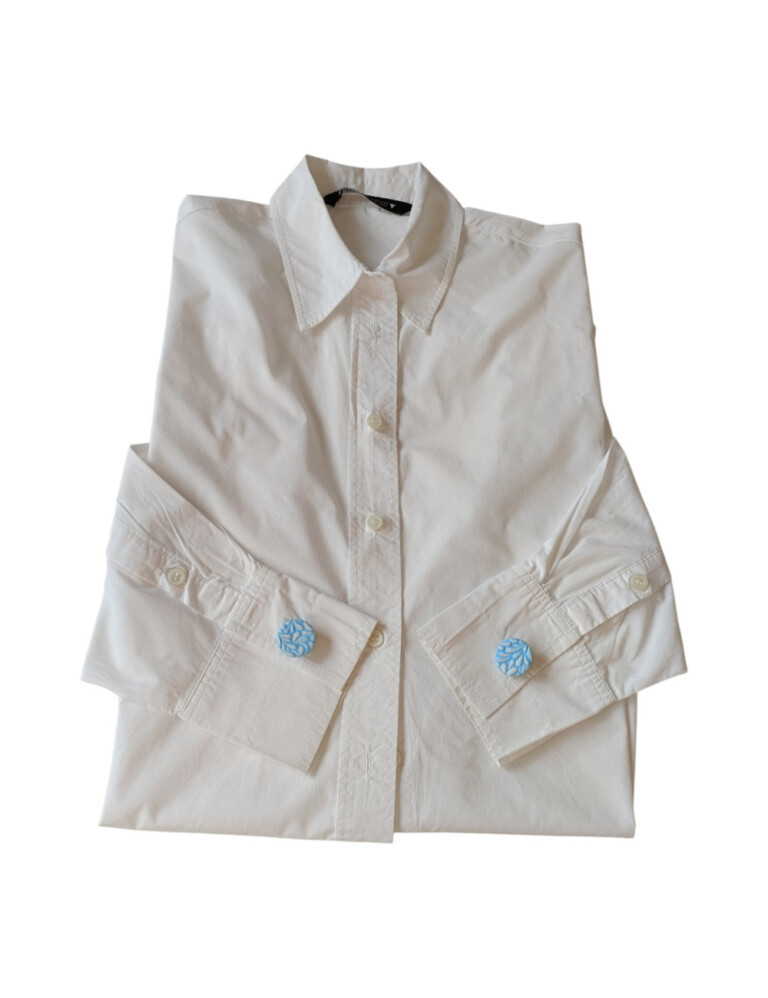 L’Atelier de Patricia - Cache bouton - motif floral – Bleu clair