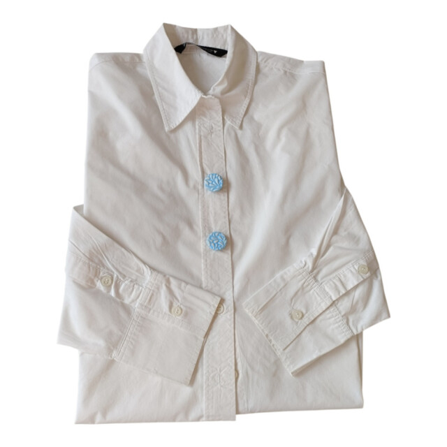 L’Atelier de Patricia - Cache bouton - motif floral – Bleu clair