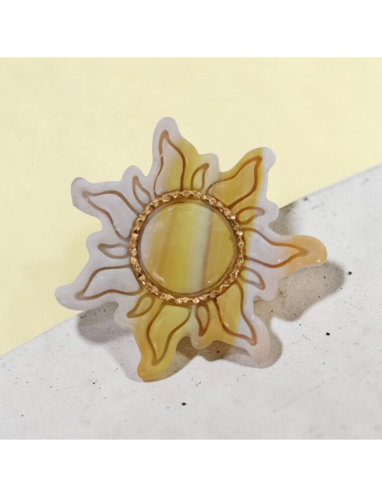 L’Atelier de Patricia - Cache bouton chemise - soleil jaune – Dégradé jaune et blanc