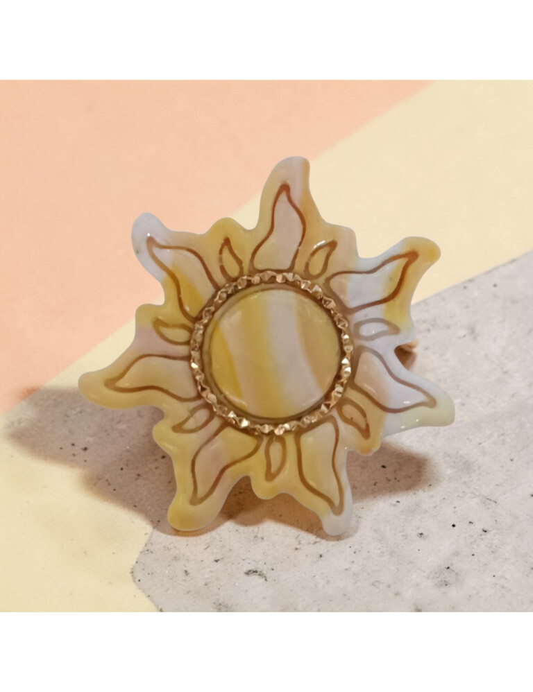 L’Atelier de Patricia - Cache bouton chemise - soleil jaune – Dégradé jaune et blanc