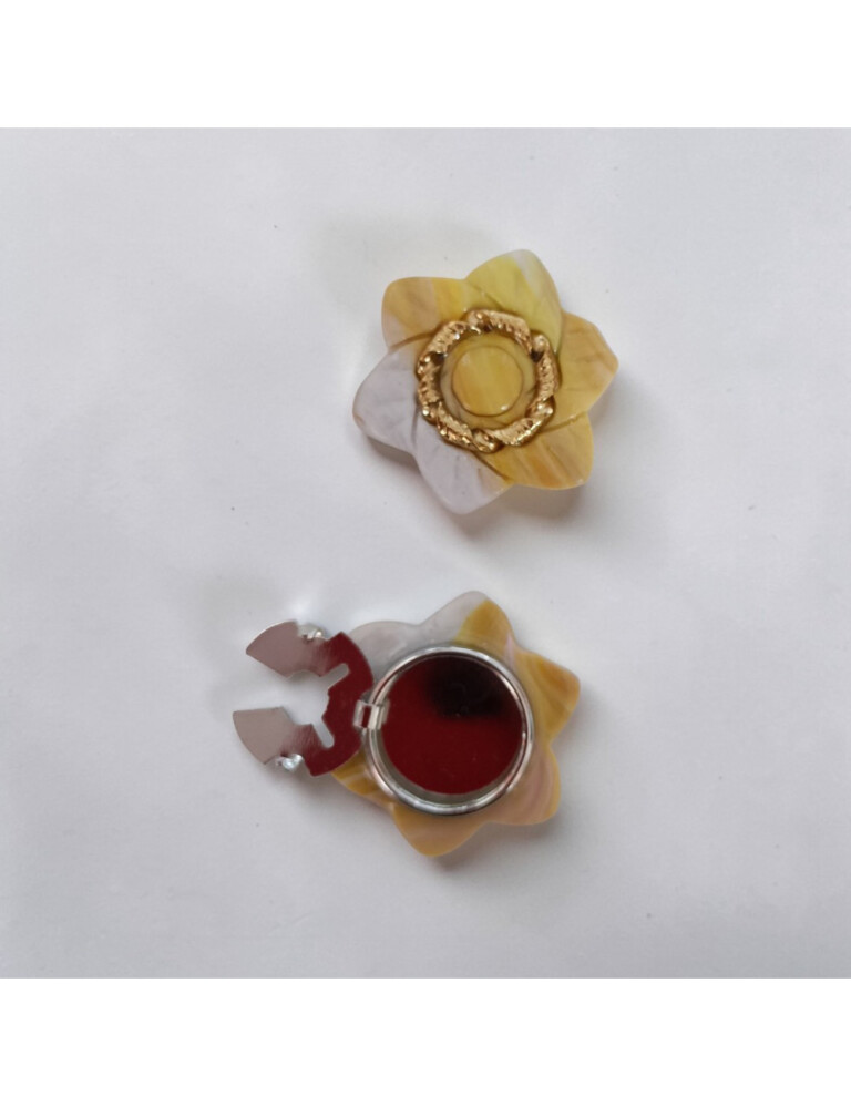 L’Atelier de Patricia - Cache bouton chemise - fleur doré – Dégradé jaune et blanc