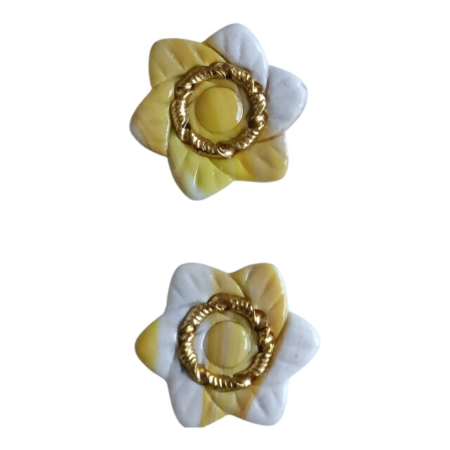 L’Atelier de Patricia - Cache bouton chemise - fleur doré – Dégradé jaune et blanc