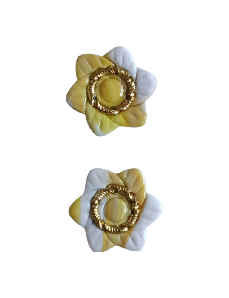 L’Atelier de Patricia - Cache bouton chemise - fleur doré – Dégradé jaune et blanc