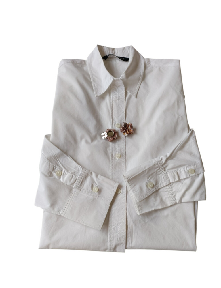 L’Atelier de Patricia - Cache bouton chemise artisanale - Roses Romantiques – Rose et doré