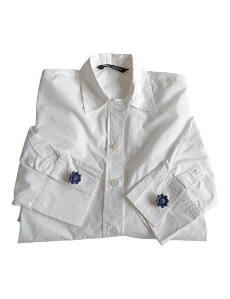L’Atelier de Patricia - Cache-boutons- Fleur Indigo Glamour – Bleu marine