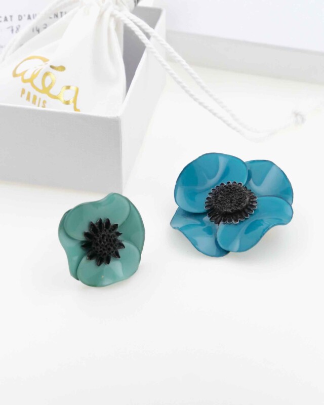 Ciléa Bijoux - Coffret box cadeau Anémone bague + broche – Rose Nacre