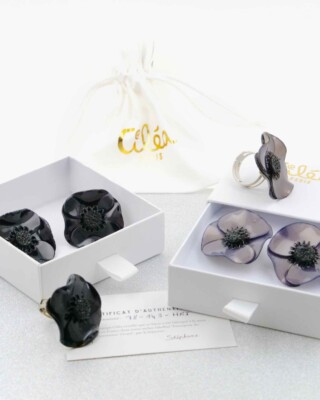 Ciléa Paris - Coffret cadeau Anémone petites boucles d’oreilles + bague