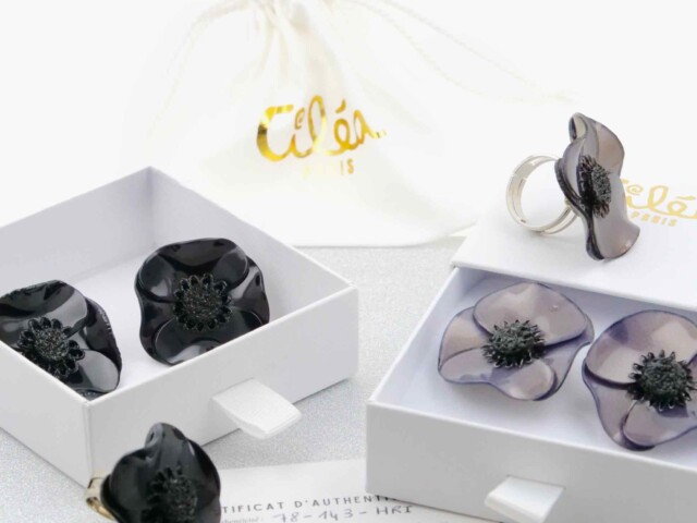 Ciléa Bijoux - Coffret cadeau Anémone petites boucles d'oreilles + bague – Argent / Clips (oreilles non percées)