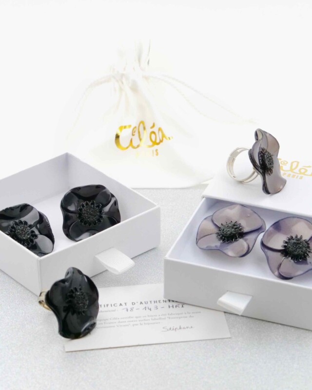 Ciléa Paris - Coffret cadeau Anémone petites boucles d’oreilles + bague