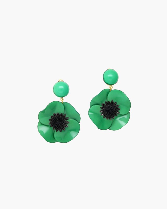 Ciléa Paris - Boucle d'oreille longue Anémone - Petit – Orange / Dormeuse (Oreilles percées)