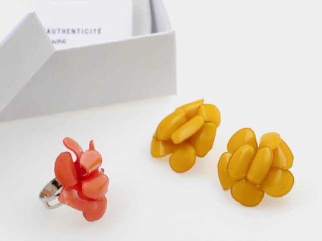 Ciléa Bijoux - Coffret cadeau Marie-Alix boucles d'oreilles + bague – Citron / Tiges
