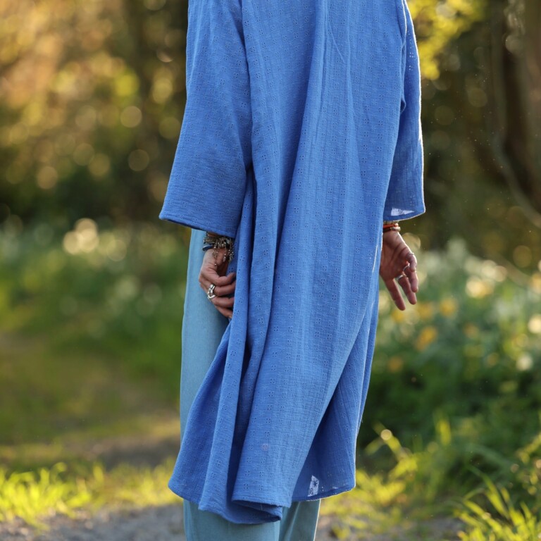 Meta SS25 - Calixte - Double gaze de coton brodé bleu roi – Taille unique