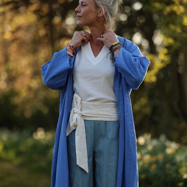Meta SS25 - Calixte - Double gaze de coton brodé bleu roi – Taille unique