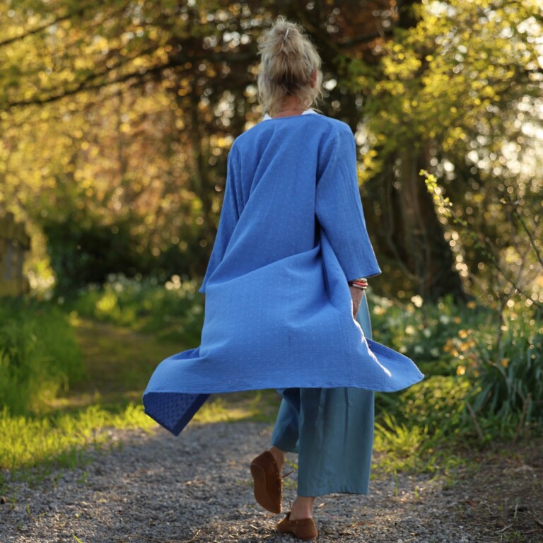 Meta SS25 - Calixte - Double gaze de coton brodé bleu roi – Taille unique