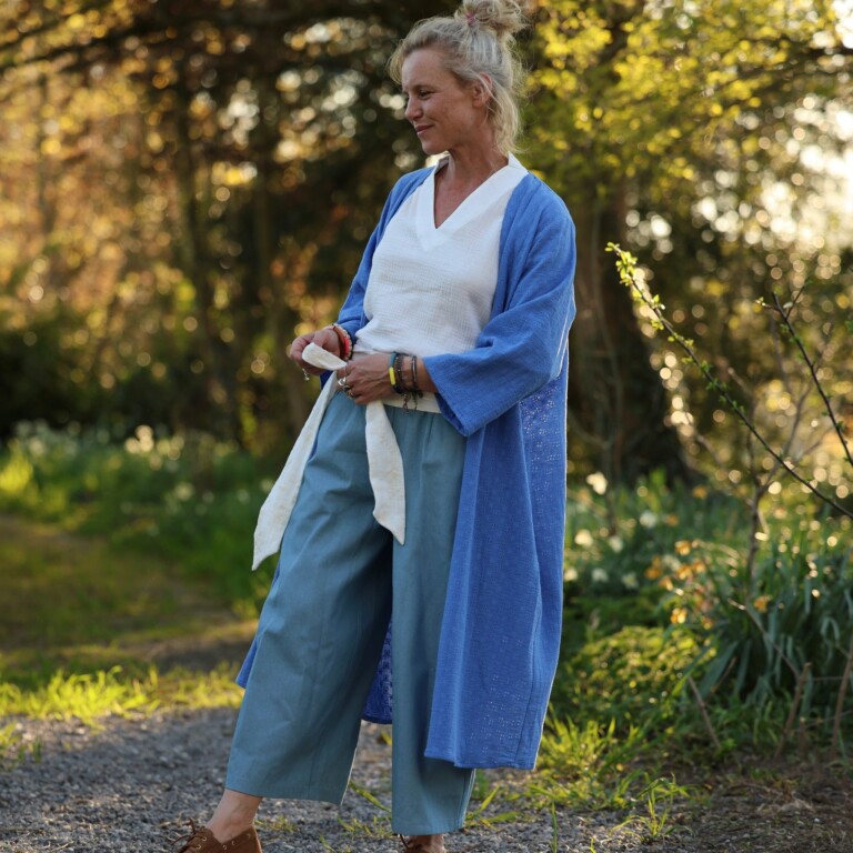 Meta SS25 - Calixte - Double gaze de coton brodé bleu roi – Taille unique