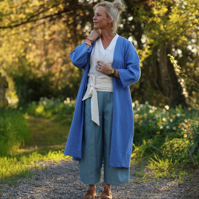 Meta SS25 - Calixte - Double gaze de coton brodé bleu roi – Taille unique