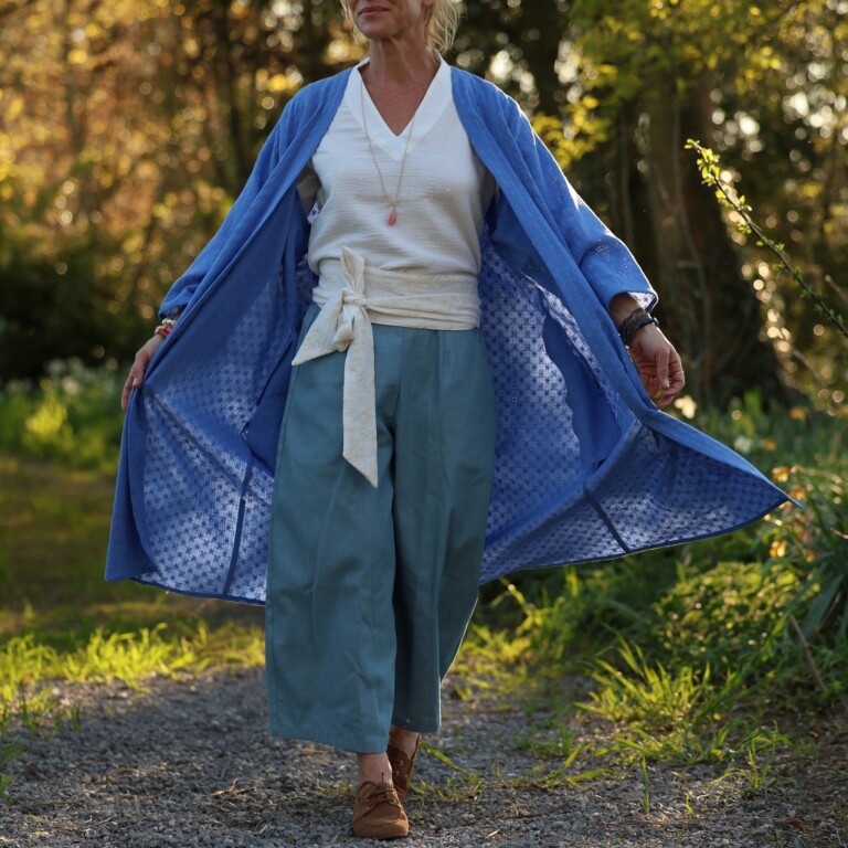 Meta SS25 - Calixte - Double gaze de coton brodé bleu roi – Taille unique