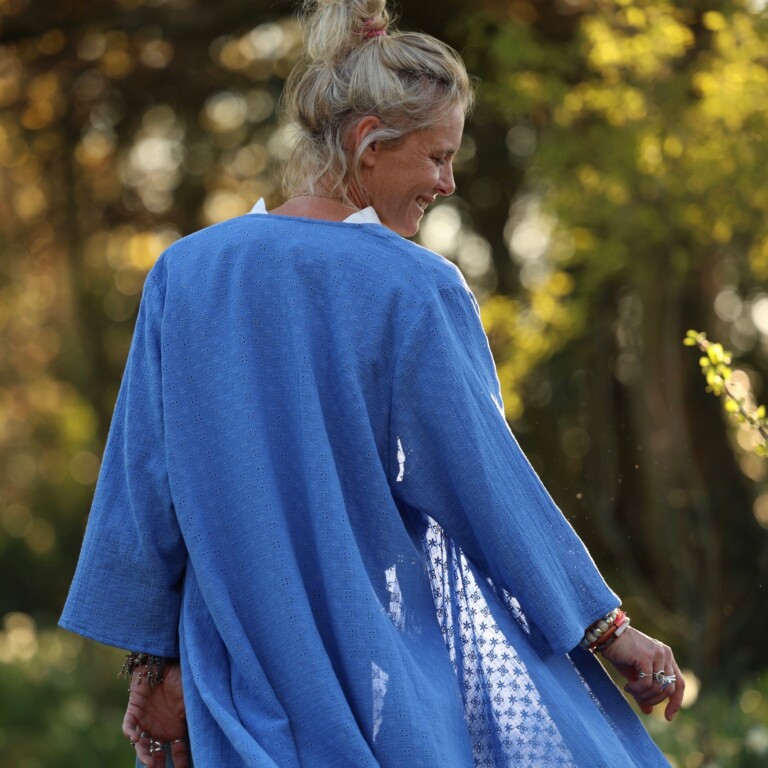Meta SS25 - Calixte - Double gaze de coton brodé bleu roi – Taille unique