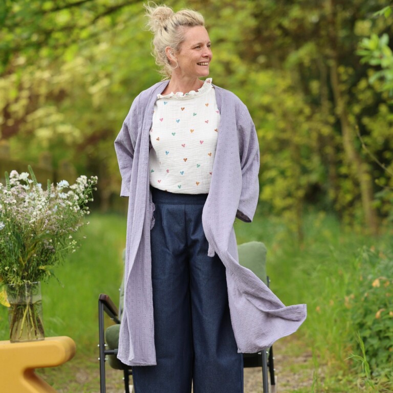 Meta SS25 - Calixte - Double gaze de coton brodé parme – Taille unique