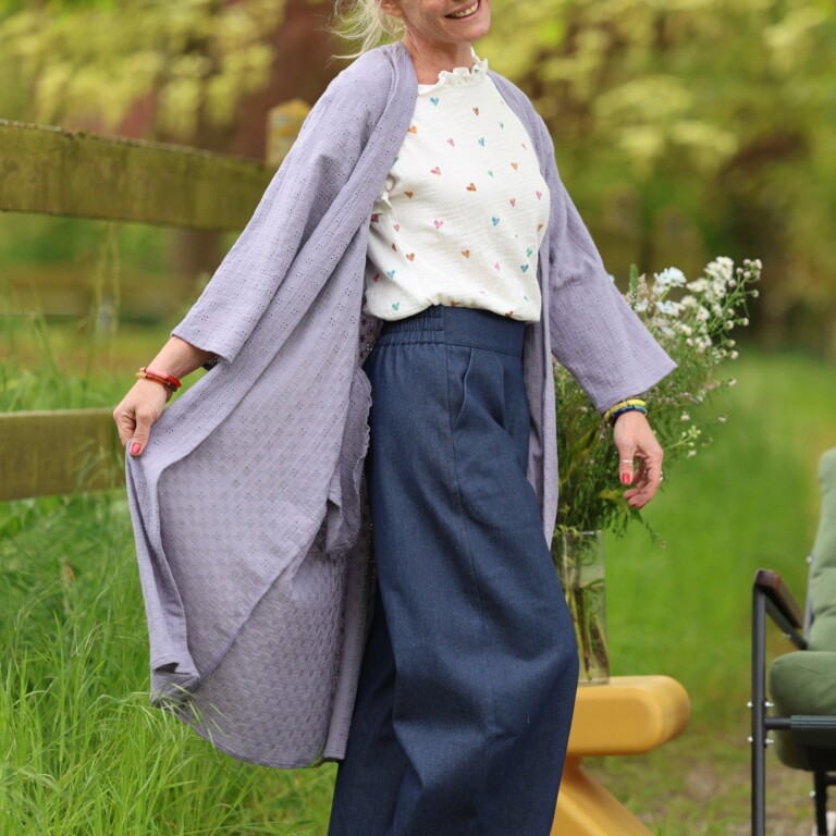 Meta SS25 - Calixte - Double gaze de coton brodé parme – Taille unique