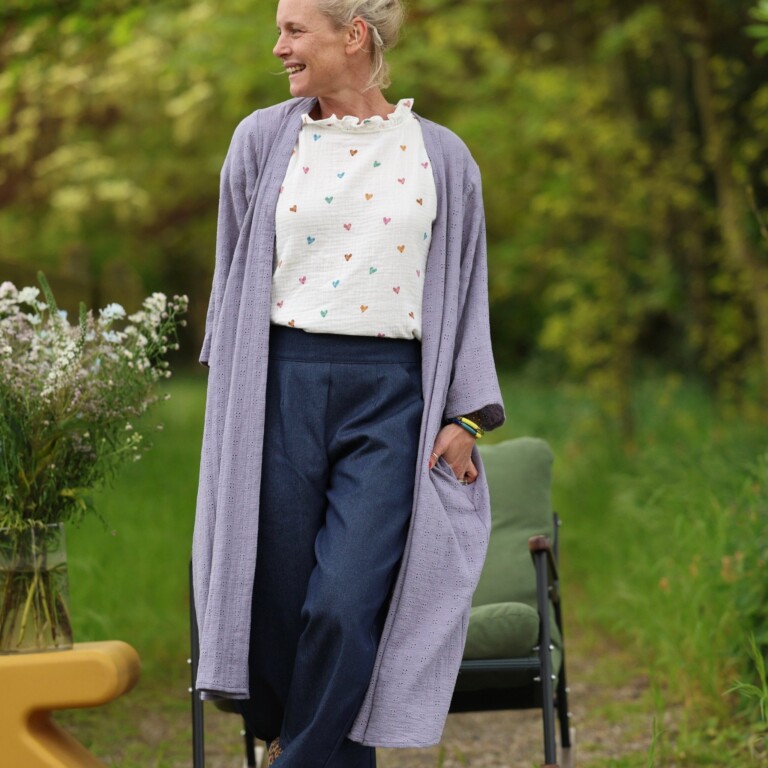 Meta SS25 - Calixte - Double gaze de coton brodé parme – Taille unique