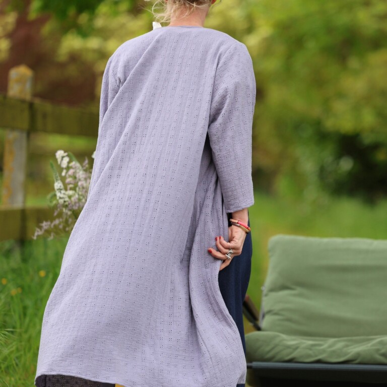 Meta SS25 - Calixte - Double gaze de coton brodé parme – Taille unique