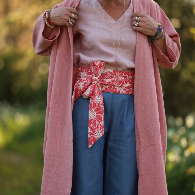 Meta SS25 - Calixte - Double gaze de coton brodé rose boisé – Taille unique