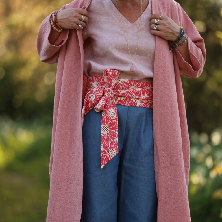 Meta SS25 - Calixte - Double gaze de coton brodé rose boisé – Taille unique