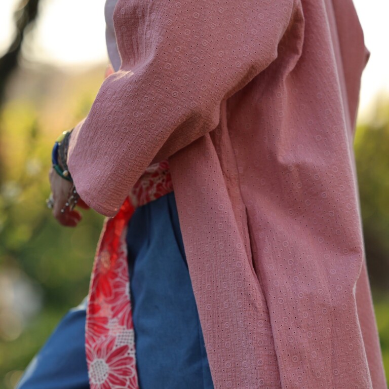 Meta SS25 - Calixte - Double gaze de coton brodé rose boisé – Taille unique
