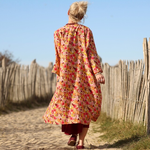 Meta SS25 - Calixte - Double gaze de coton « Fleurs en feu » – Taille unique
