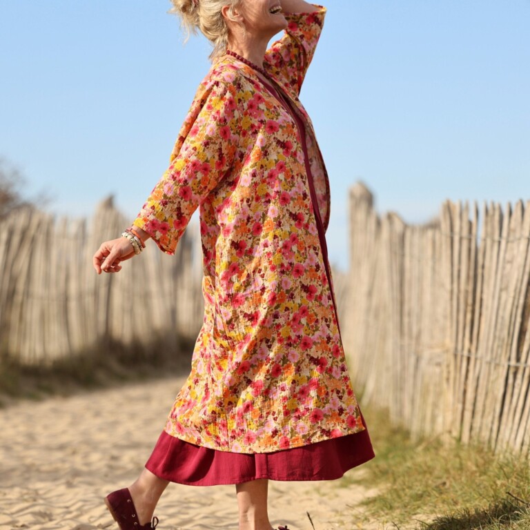 Meta SS25 - Calixte - Double gaze de coton « Fleurs en feu » – Taille unique