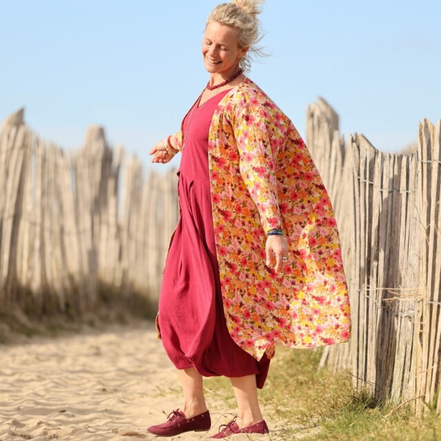 Meta SS25 - Calixte - Double gaze de coton « Fleurs en feu » – Taille unique