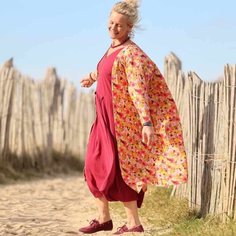 Meta SS25 - Calixte - Double gaze de coton « Fleurs en feu » – Taille unique