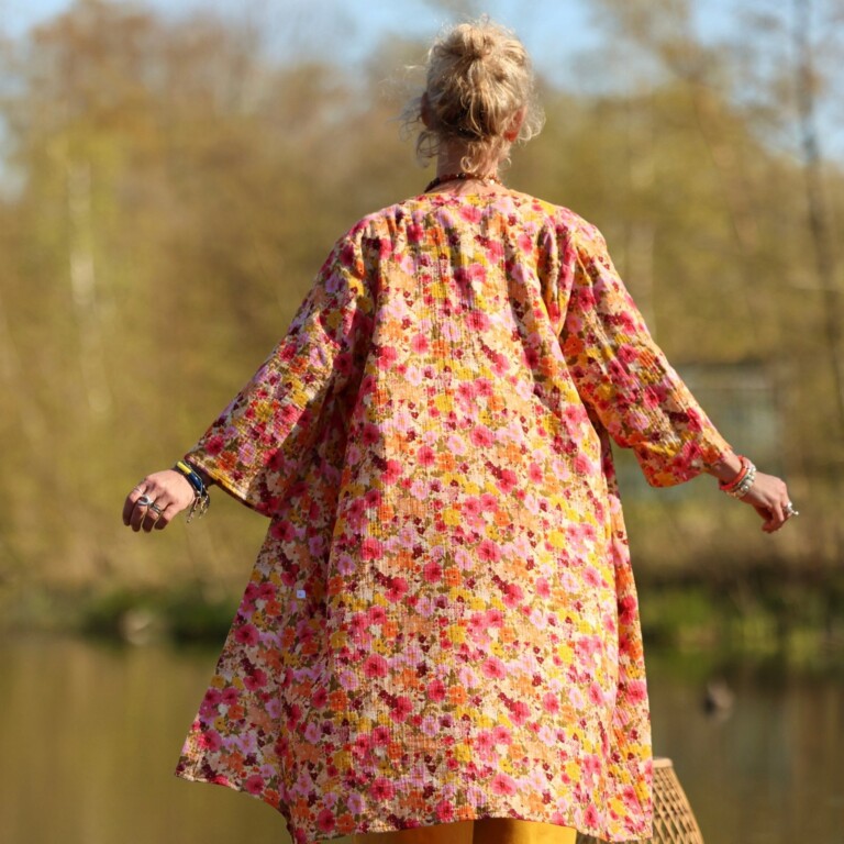 Meta SS25 - Calixte - Double gaze de coton « Fleurs en feu » – Taille unique