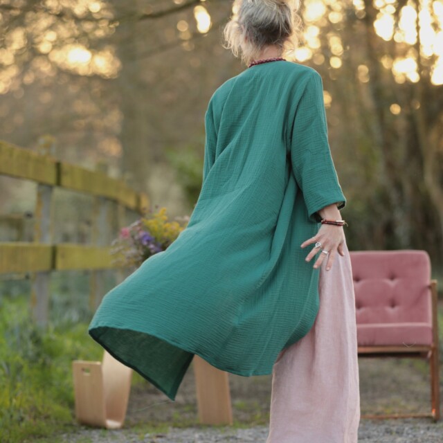 Meta SS25 - Calixte - Double gaze de coton vert printemps – Unique