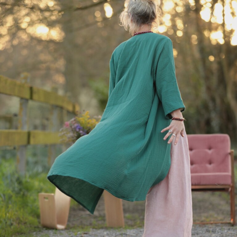 Meta SS25 - Calixte - Double gaze de coton vert printemps – Unique