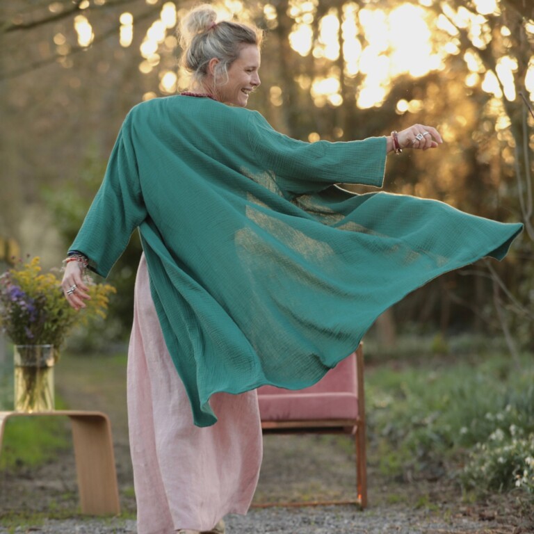 Meta SS25 - Calixte - Double gaze de coton vert printemps – Unique