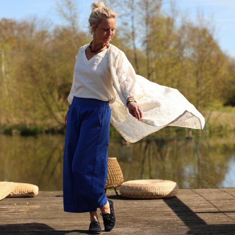 Meta SS25 - Calixte - Voile de viscose ivoire brodé doré – Taille unique