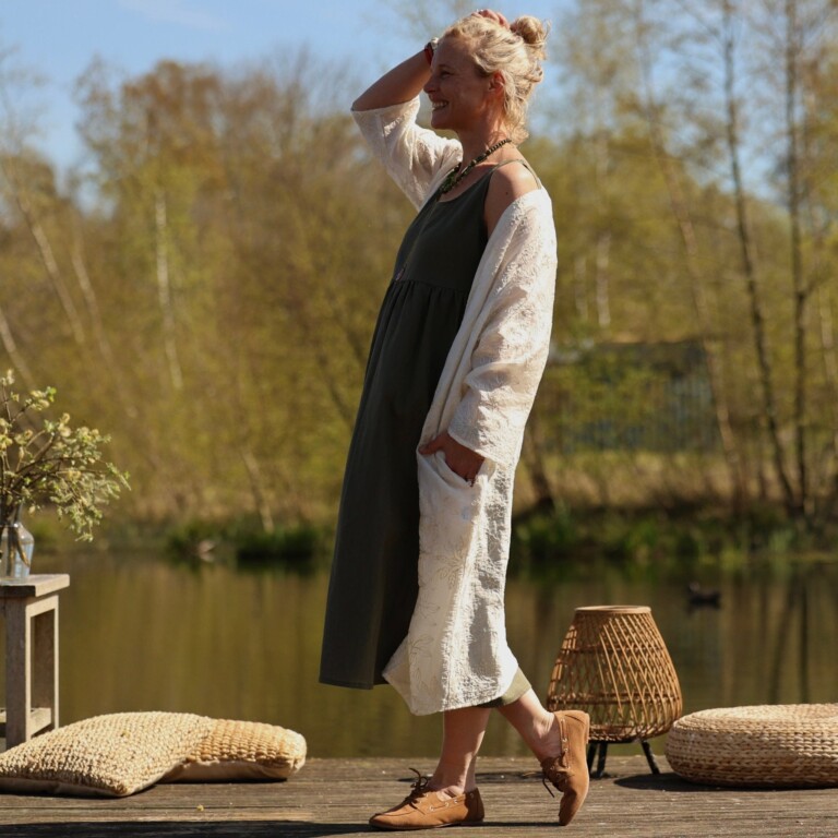 Meta SS25 - Calixte - Voile de viscose ivoire brodé doré – Taille unique