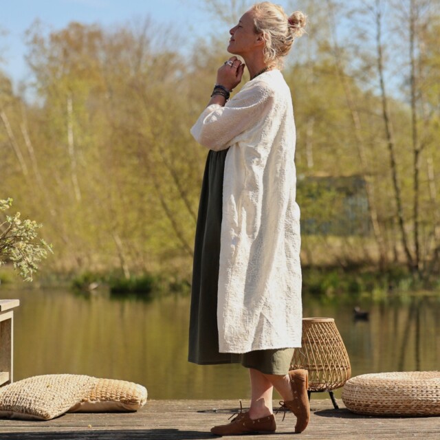 Meta SS25 - Calixte - Voile de viscose ivoire brodé doré – Taille unique
